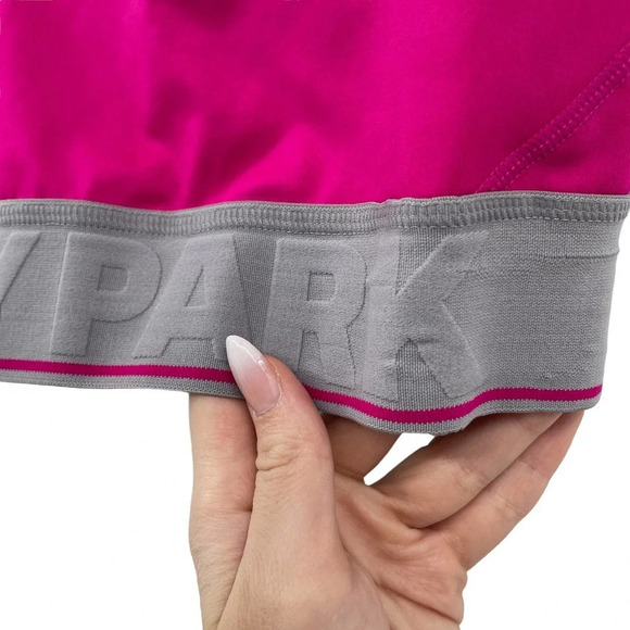 Ivy Park Logo Elastic Mesh Inset Sports Bra Hot Pink Gray Logo Size Small - Picture 4 of 6